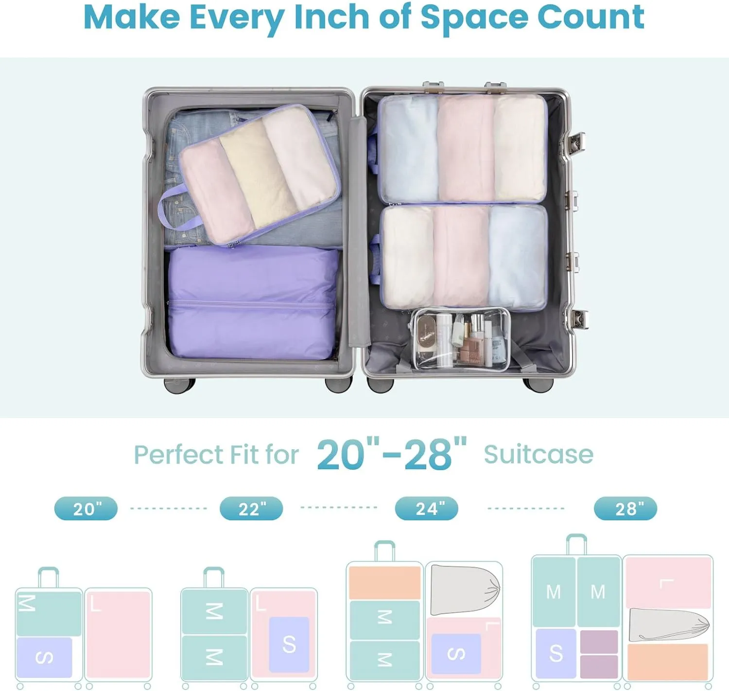 Cambond Mesh Compression Packing Cubes Travel - Space Saving Packing Cubes for Travel Women, Lightweight Compression Cubes for Travel Bags Luggage Packing Organizer for Suitcases