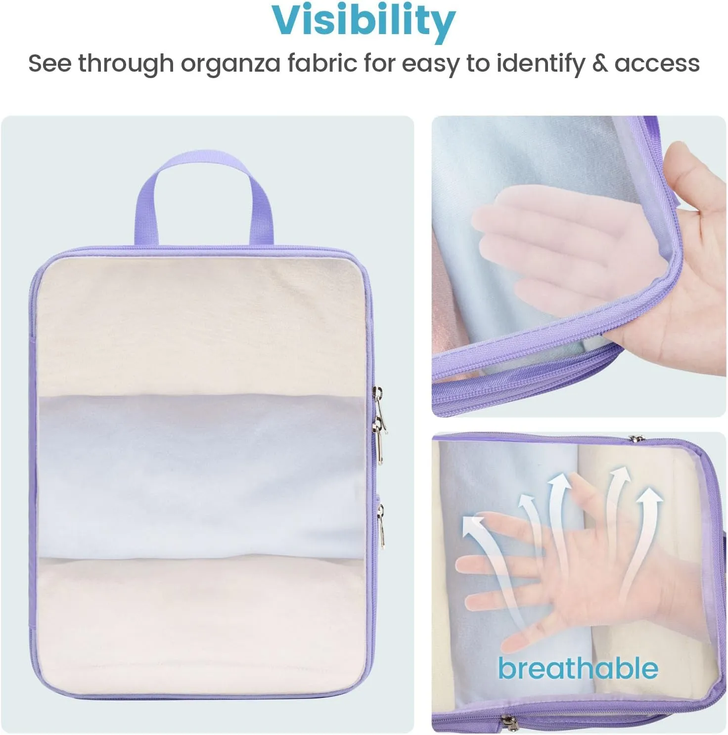 Cambond Mesh Compression Packing Cubes Travel - Space Saving Packing Cubes for Travel Women, Lightweight Compression Cubes for Travel Bags Luggage Packing Organizer for Suitcases