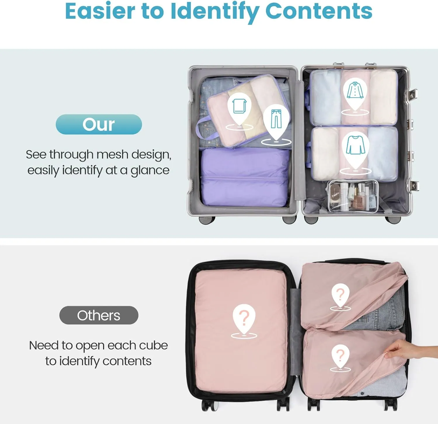 Cambond Mesh Compression Packing Cubes Travel - Space Saving Packing Cubes for Travel Women, Lightweight Compression Cubes for Travel Bags Luggage Packing Organizer for Suitcases