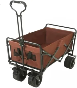 Camping Trolley Beach Trolley Outdoor Folding Utility Wagon 4 Wheeled Folding Camping Cart Utility Garden Trolley Outdoor Handcart with Brake Festival Trolley Folding Trolley