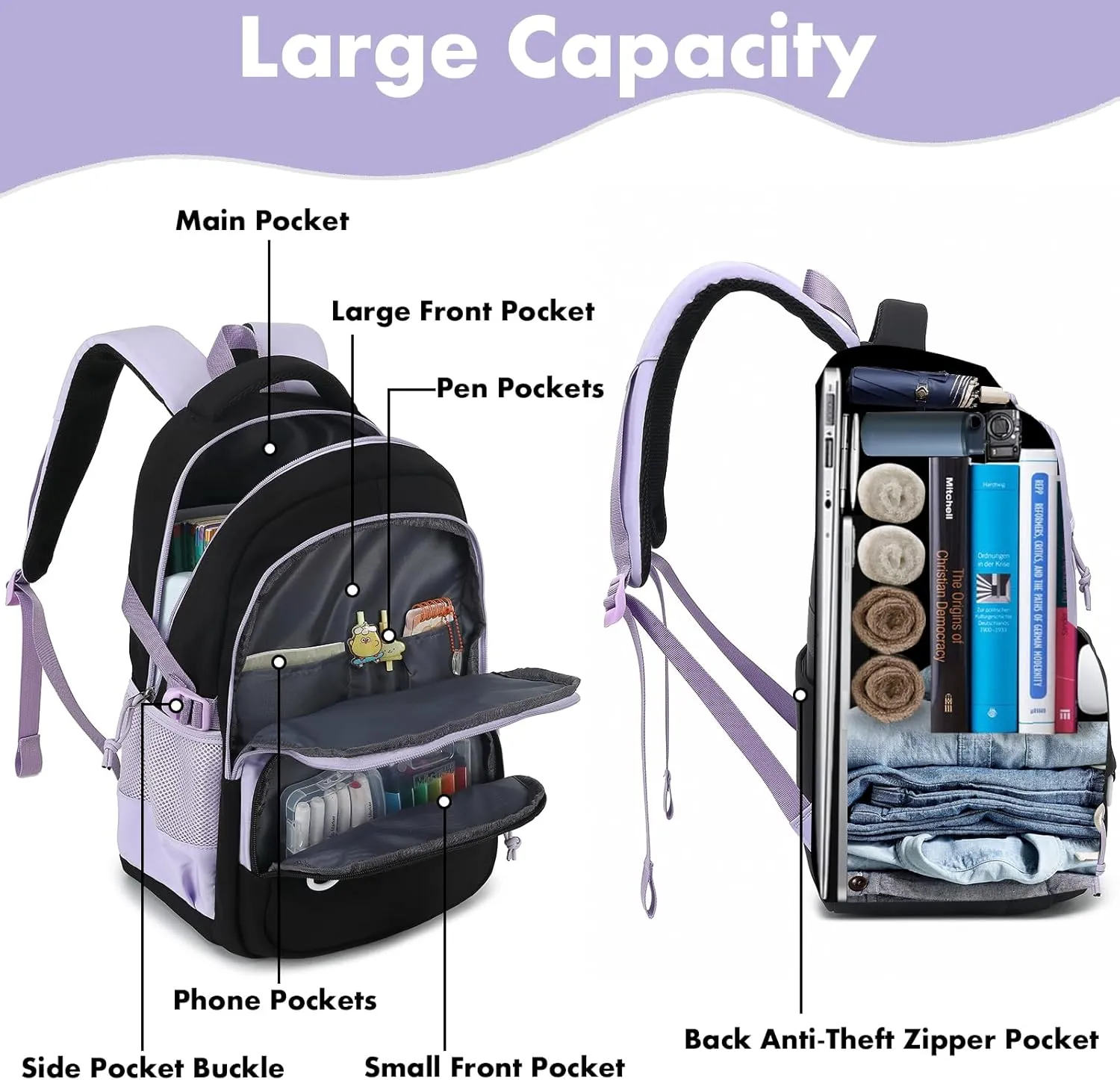 CAMTOP School Backpack College Laptop Backpacks 15.6 Inch Computer Bookbag for Women Girls