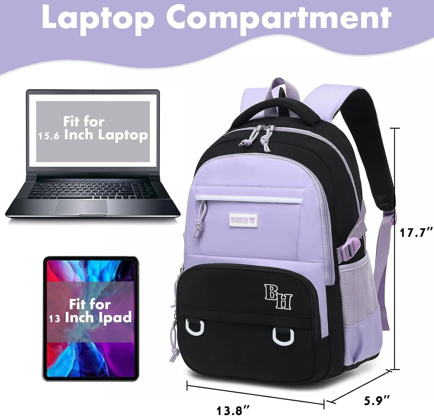 CAMTOP School Backpack College Laptop Backpacks 15.6 Inch Computer Bookbag for Women Girls