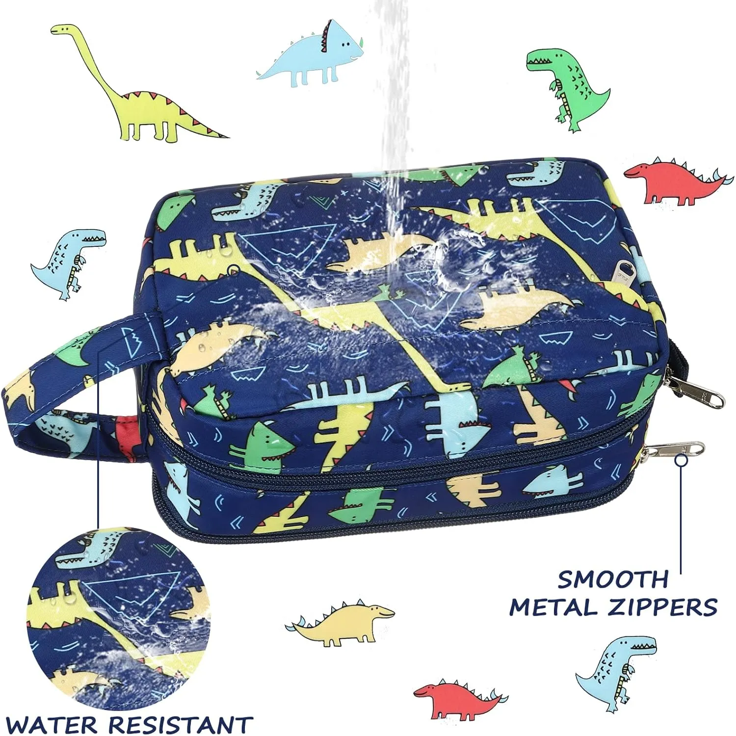 CAMTOP Travel Toiletry Bag for Kids Cute Swim Bag for Boys Girls Waterproof for Toiletries Accessories Bathroom Stuff