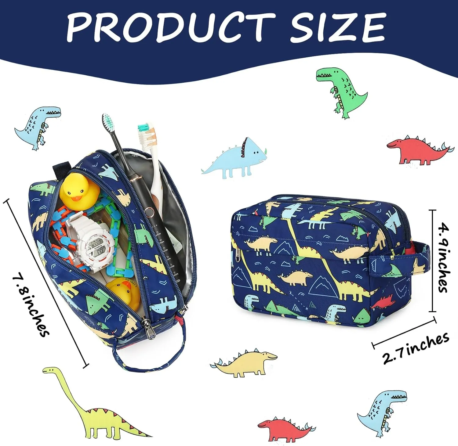 CAMTOP Travel Toiletry Bag for Kids Cute Swim Bag for Boys Girls Waterproof for Toiletries Accessories Bathroom Stuff