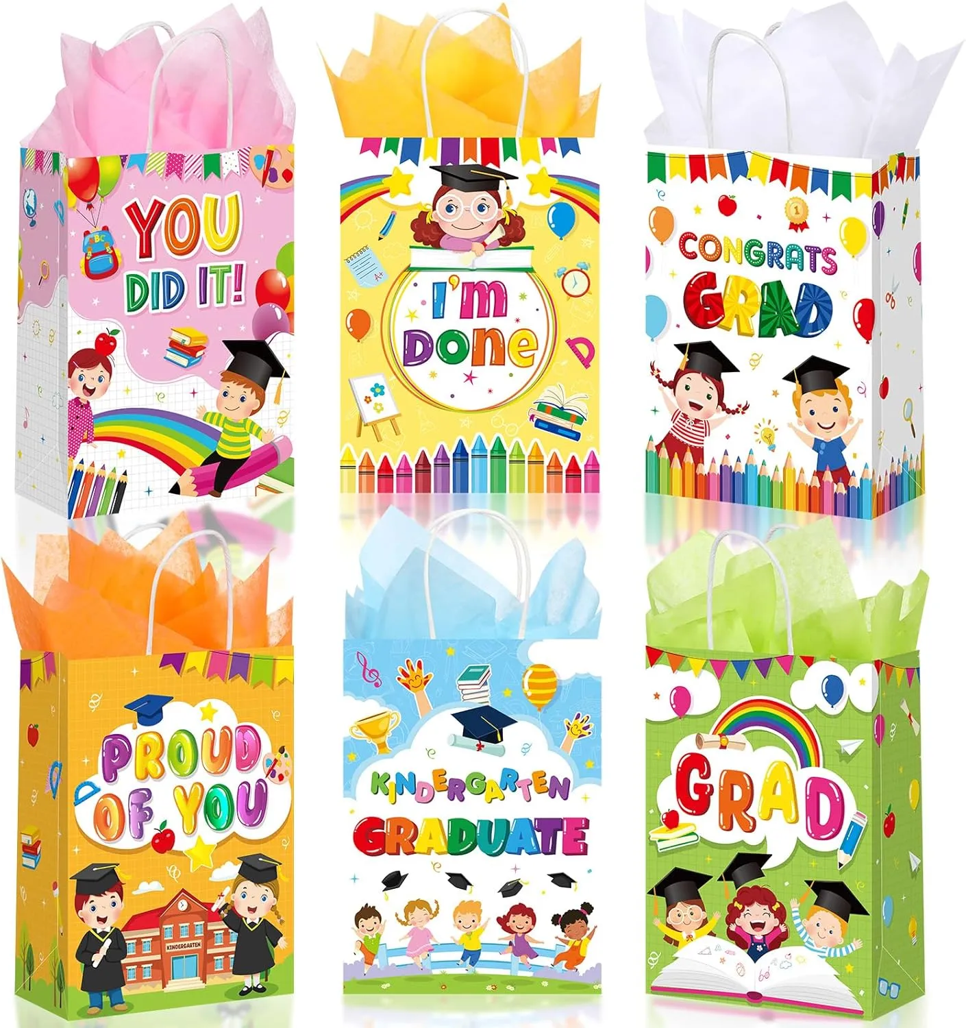 Capoda 30 Pcs Preschool Graduation Gifts Kindergarten Graduation Gifts Bags Bulk with Tissue Papers Prek Graduation Candy Bags Congrats Grad Goodie Treat Bags for Graduation Party Decorations Supplies