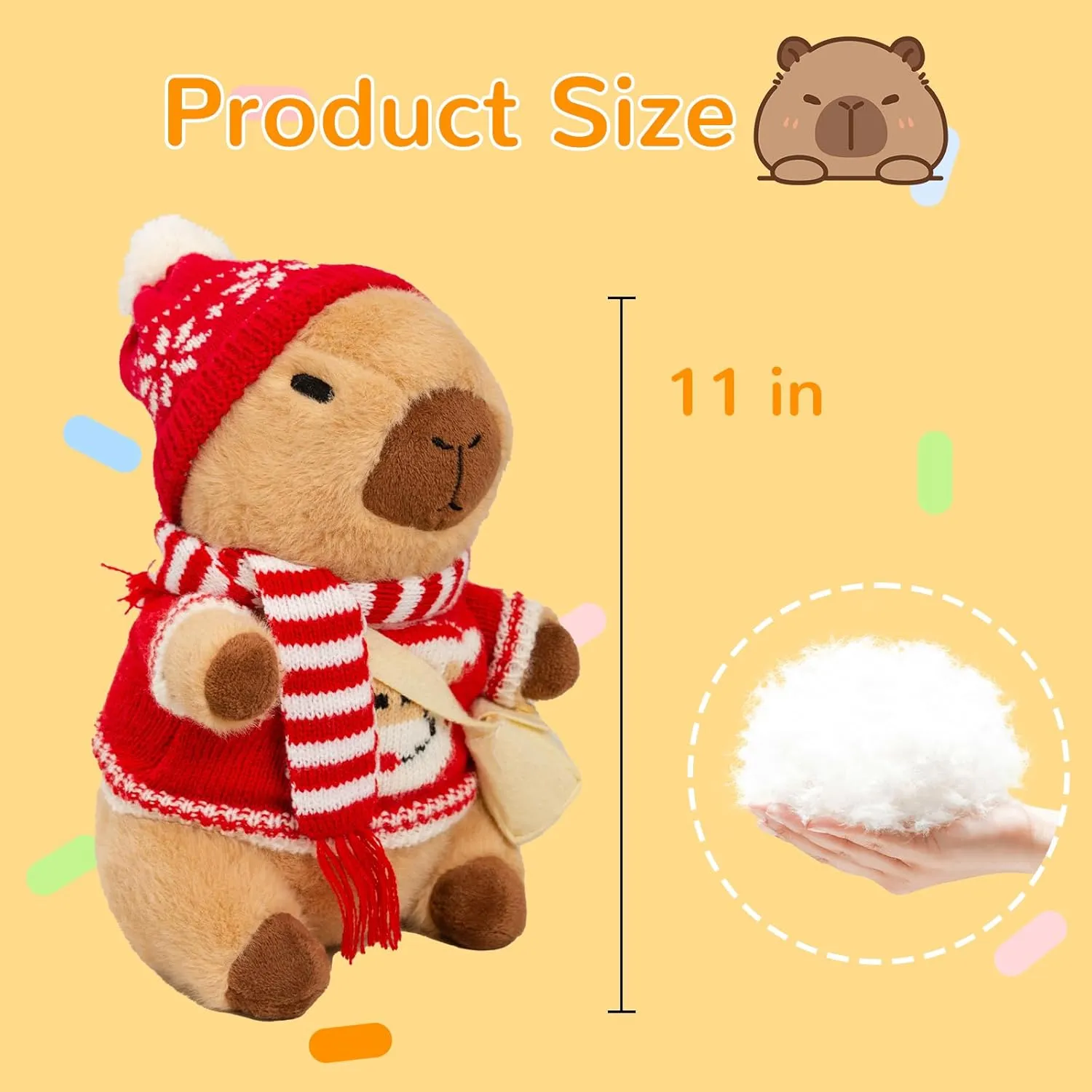 Capybara Plush with 10 Pcs Capybara Costume, Fall & Winter Style Dress Up, Christmas Plush, Stuffed Animal Birthday Gifts for Boys & Girls (Daily-A)