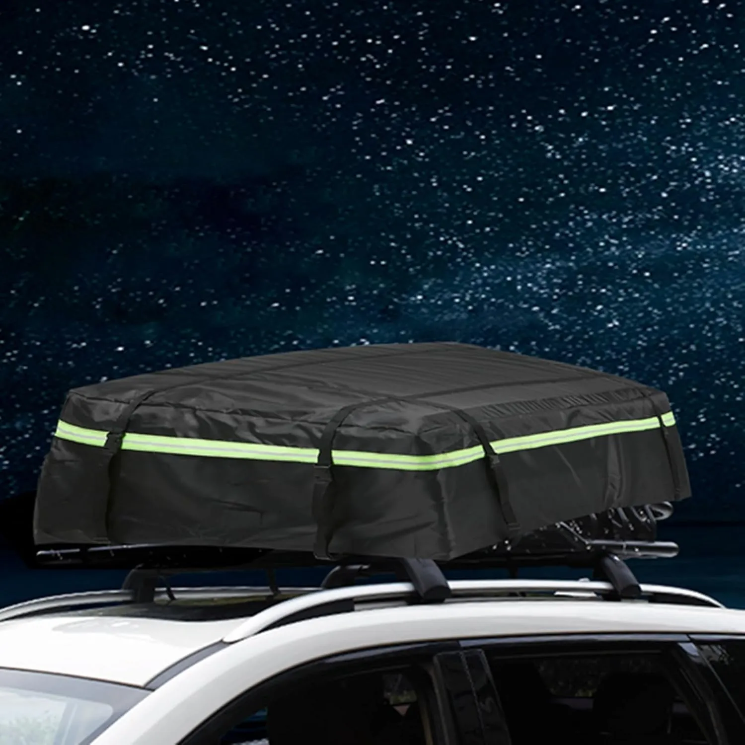 Car Roof Bag 425L/486L, Rooftop top Cargo Carrier Bag with Night Reflective Strip Universal Luggage Bag Storage Cube Bag for Travel Camping (L)