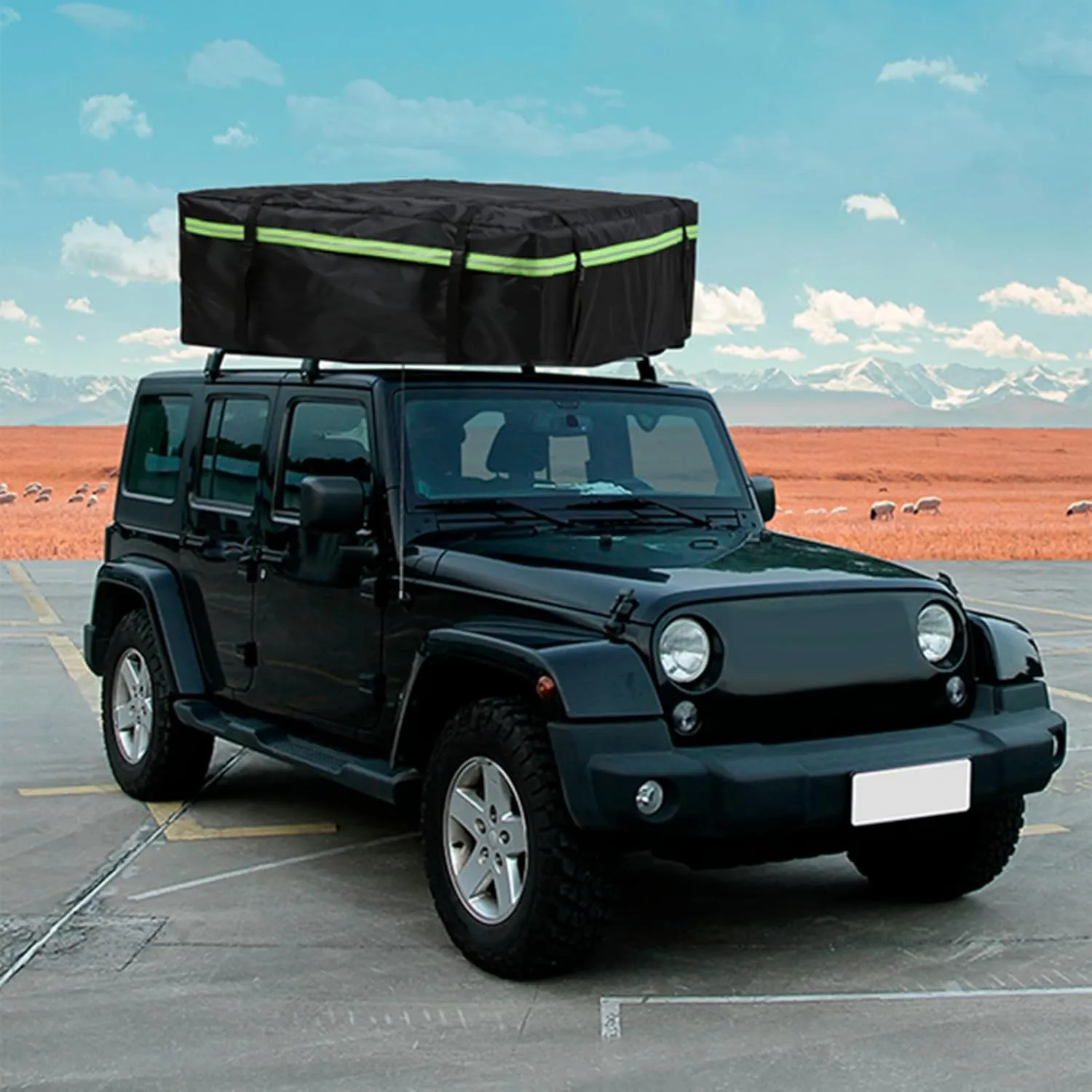 Car Roof Bag 425L/486L, Rooftop top Cargo Carrier Bag with Night Reflective Strip Universal Luggage Bag Storage Cube Bag for Travel Camping (L)