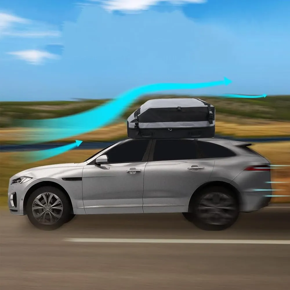 Car Roof Bag for Jeep Compass 2017-2020, Rooftop Cargo Carrier Roof Box Storagewith 6 Door Hooks, Combination Lock,B Gray