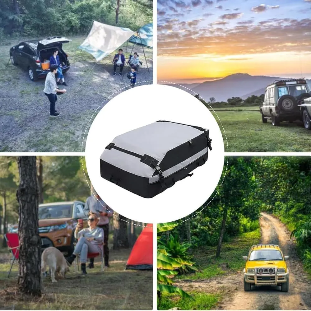 Car Roof Bag for Jeep Compass 2017-2020, Rooftop Cargo Carrier Roof Box Storagewith 6 Door Hooks, Combination Lock,B Gray