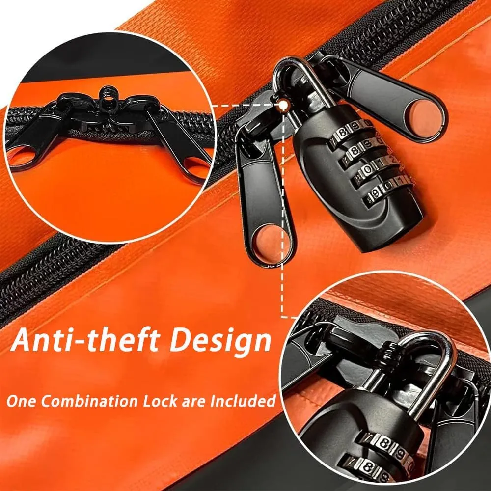 Car Roof Bag for Jeep Compass 2018-2022, Rooftop Cargo Carrier Roof Box Storagewith 6 Door Hooks, Combination Lock,A Orange