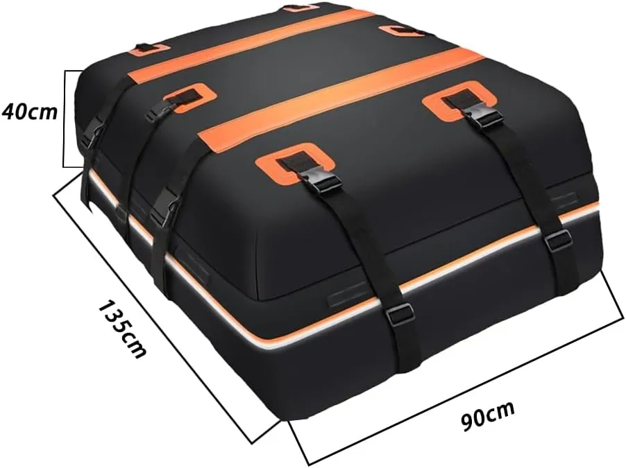 Car Roof Bag for Jeep Compass 2018-2022, Rooftop Cargo Carrier Roof Box Storagewith 6 Door Hooks, Combination Lock,A Orange