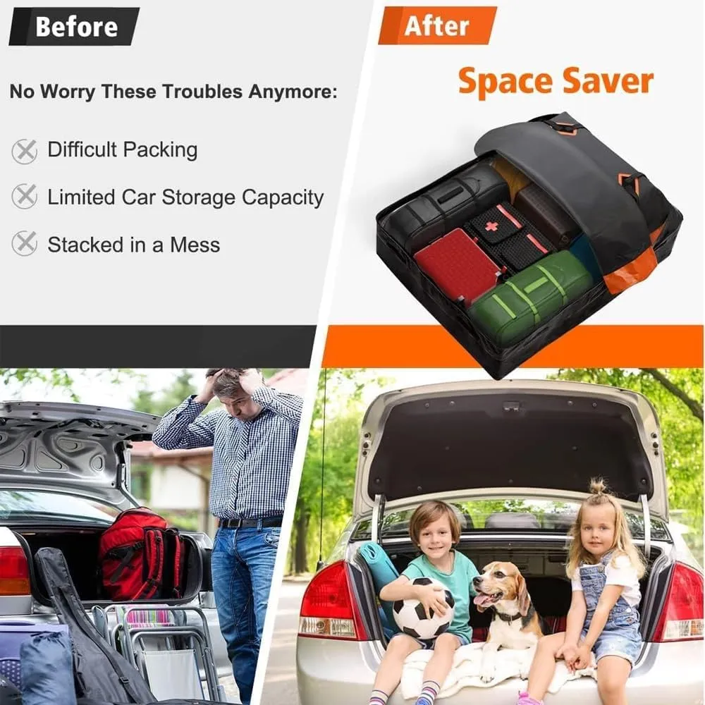 Car Roof Bag for Jeep Compass 2018-2022, Rooftop Cargo Carrier Roof Box Storagewith 6 Door Hooks, Combination Lock,A Orange