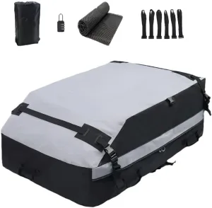 Car Roof Bag for Jeep Compass 2018-2022, Rooftop Cargo Carrier Roof Box Storagewith 6 Door Hooks, Combination Lock,B Gray