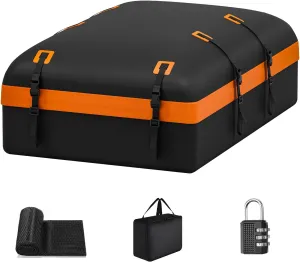 Car Rooftop Cargo Carrier Bag, 27 Cubic Feet Soft-Shell Car Roof Luggage Bag for All Vehicles with/Without Racks, Include 2 Reinforced Straps, 6 Door Hooks, Anti-Slip Mat, Luggage Lock