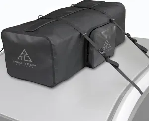 Car Top Waterproof Duffle Bag for Travel, Attaches with or Without Roof Rack, 120 Liters, Black