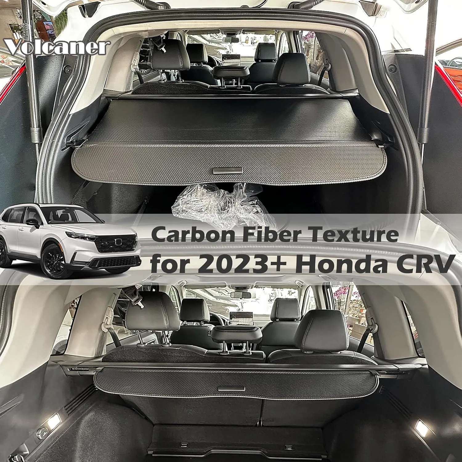 Cargo Cover for 2023 2024 2025 Honda CRV Accessories, (Carbon Fiber Texture) for Honda CRV 2023-2025 Accessories(Include Hybrid) Retractable Trunk Cover Shield Shade Privacy Screen for CR-V