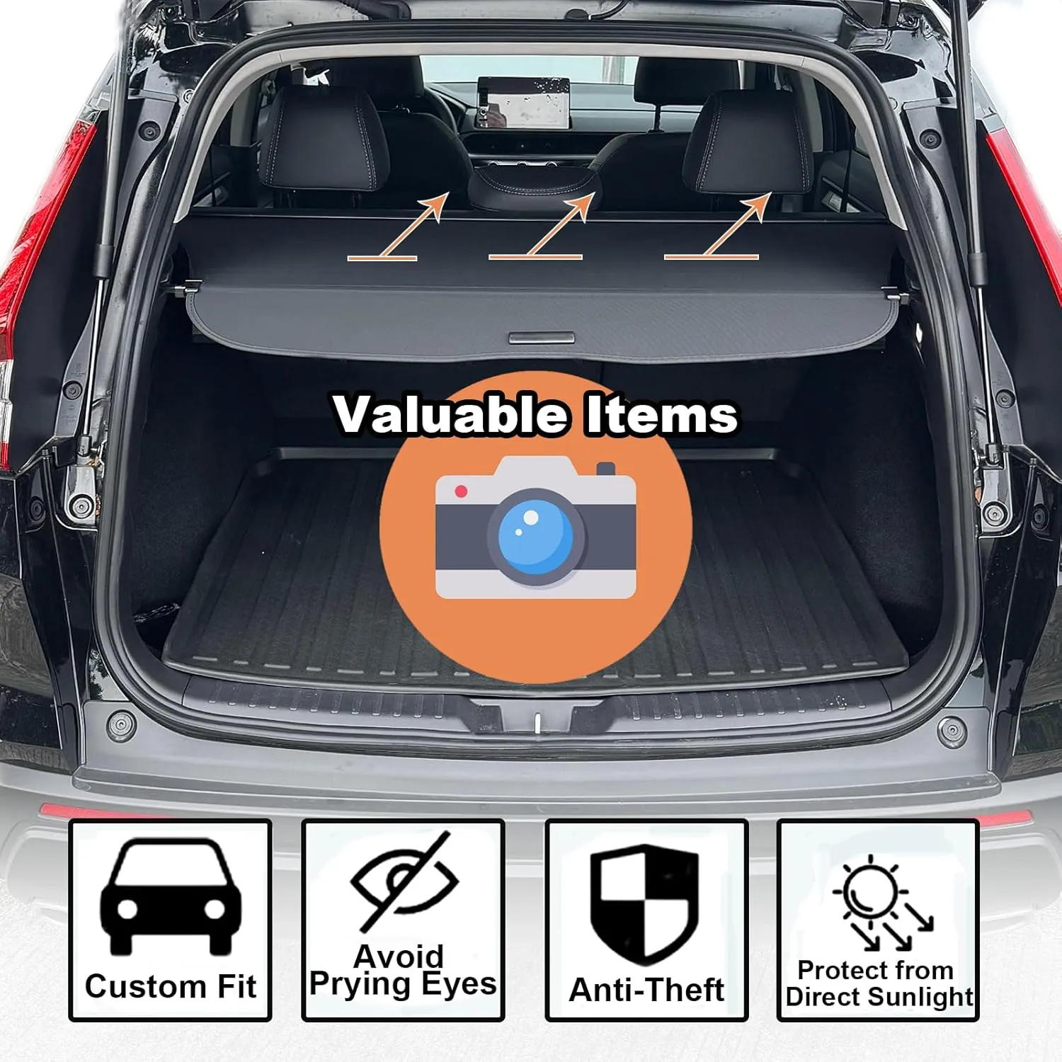 Cargo Cover for 2023 2024 2025 Honda CRV Accessories, (Carbon Fiber Texture) for Honda CRV 2023-2025 Accessories(Include Hybrid) Retractable Trunk Cover Shield Shade Privacy Screen for CR-V