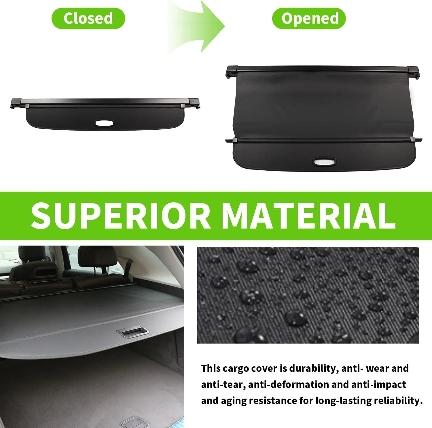 Cargo Cover for Volvo XC60 2018 2019 2020 2021 2022 2023 2024 2025 Accessories Rear Trunk Cover Rear Trunk Security Cover Shielding Shade, Black