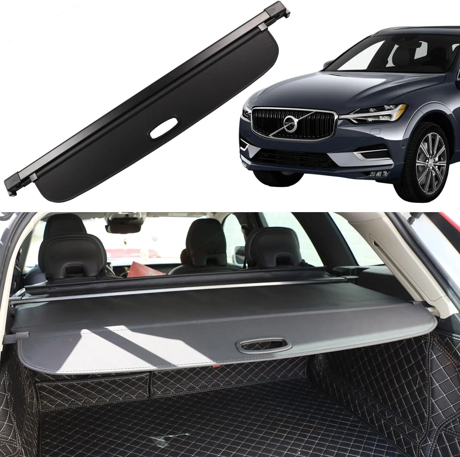Cargo Cover for Volvo XC60 2018 2019 2020 2021 2022 2023 2024 2025 Accessories Rear Trunk Cover Rear Trunk Security Cover Shielding Shade, Black