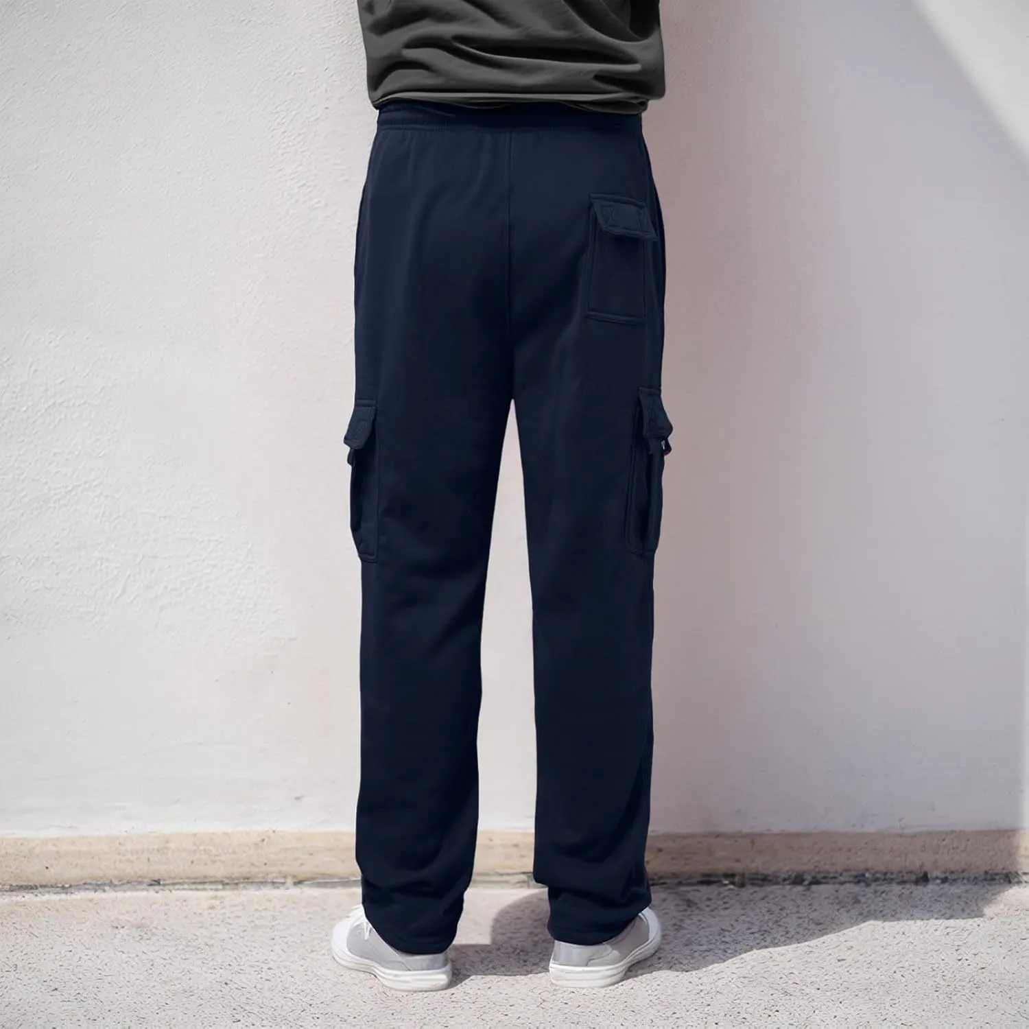 Cargo Sweatpants for Men Sports Casual Stretch Elastic Waist Drawstring Trousers Loose Fit Joggers with Pockets