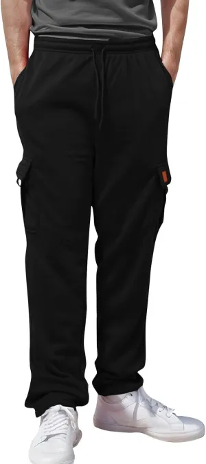 Cargo Sweatpants for Men Sports Casual Stretch Elastic Waist Drawstring Trousers Loose Fit Joggers with Pockets