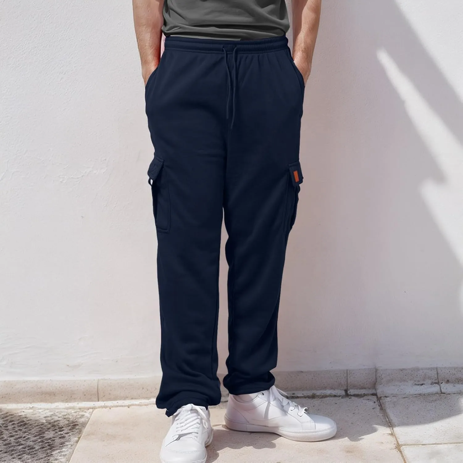 Cargo Sweatpants for Men Sports Casual Stretch Elastic Waist Drawstring Trousers Loose Fit Joggers with Pockets
