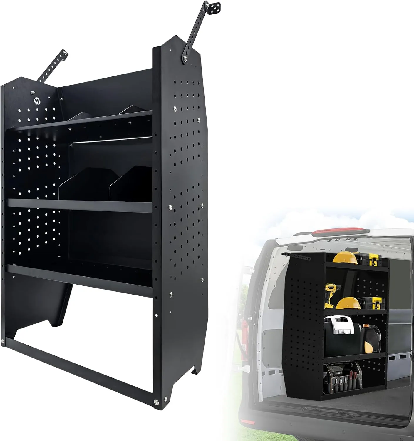 Cargo Van Shelving Storage System Low/Mid/High Roof Steel Van Shelves Fit for Ford Transit,GM,NV,Promaster,Sprinter and Metris,32" W x 46" H x 13" D