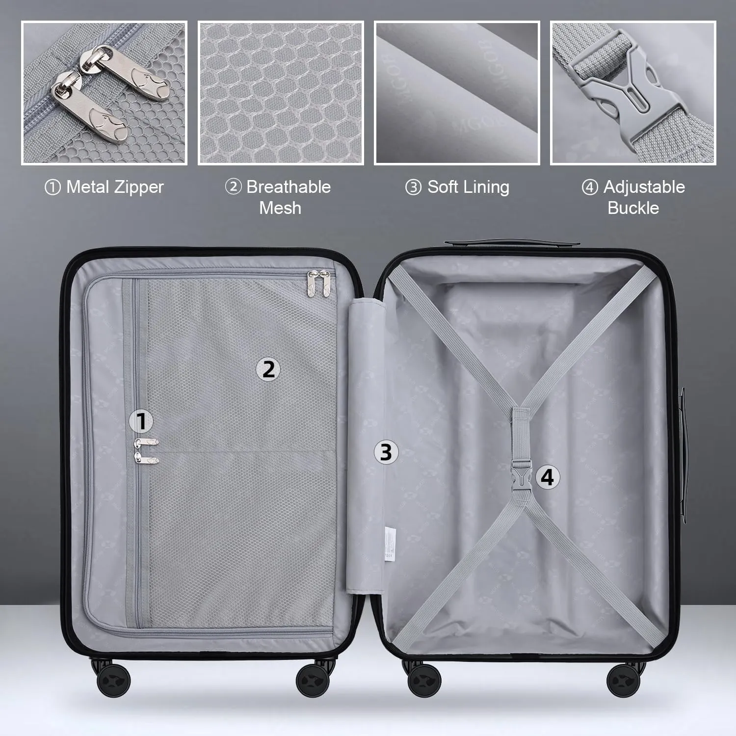 Carry On Luggage 22x14x9 Airline Approved, Hard Suitcases with Spinner Wheels, Polycarbonate Lightweight Luggage, TSA Approved, 20 Inch Carry-On, Blue