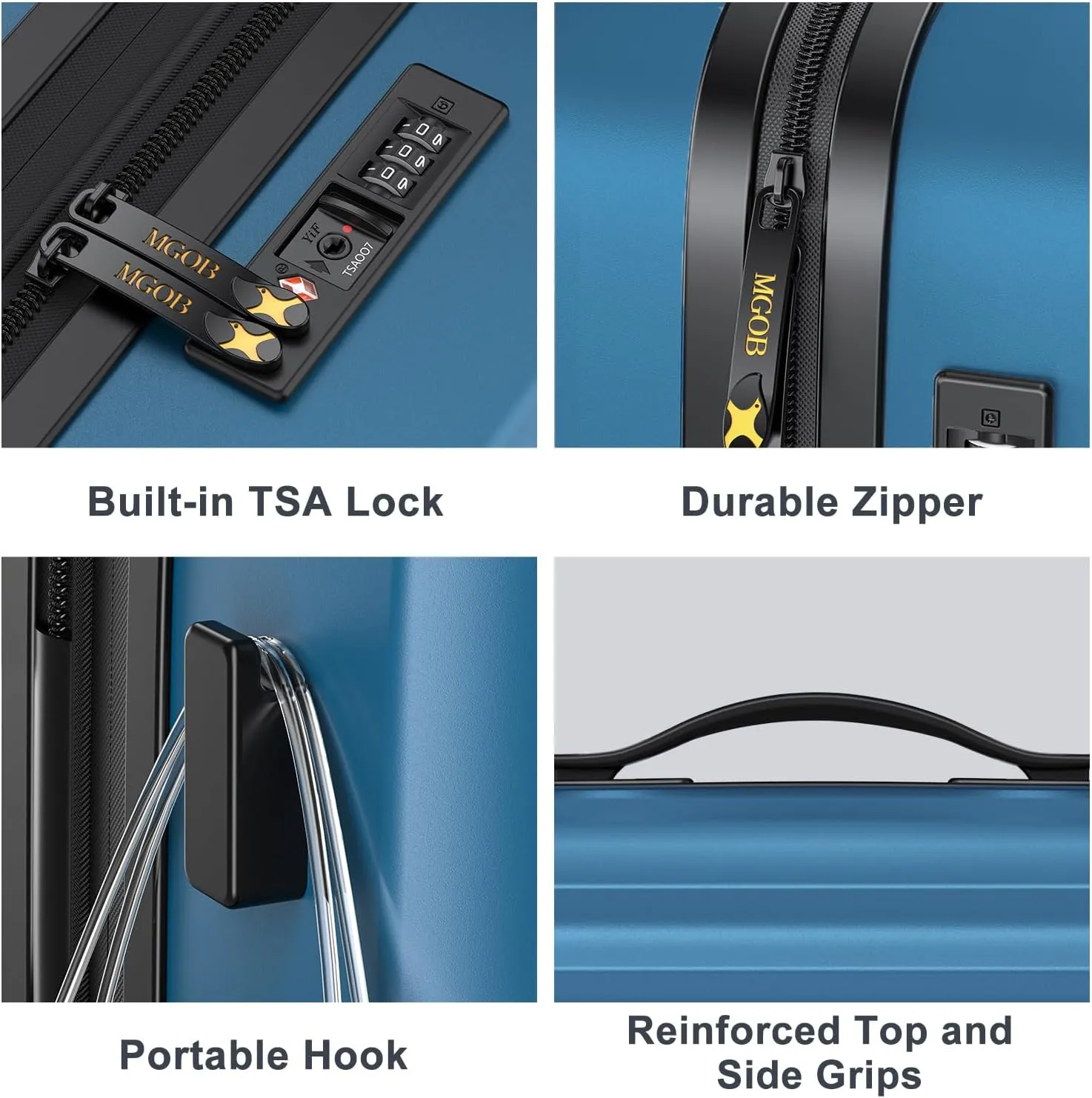 Carry On Luggage 22x14x9 Airline Approved, Hard Suitcases with Spinner Wheels, Polycarbonate Lightweight Luggage, TSA Approved, 20 Inch Carry-On, Blue