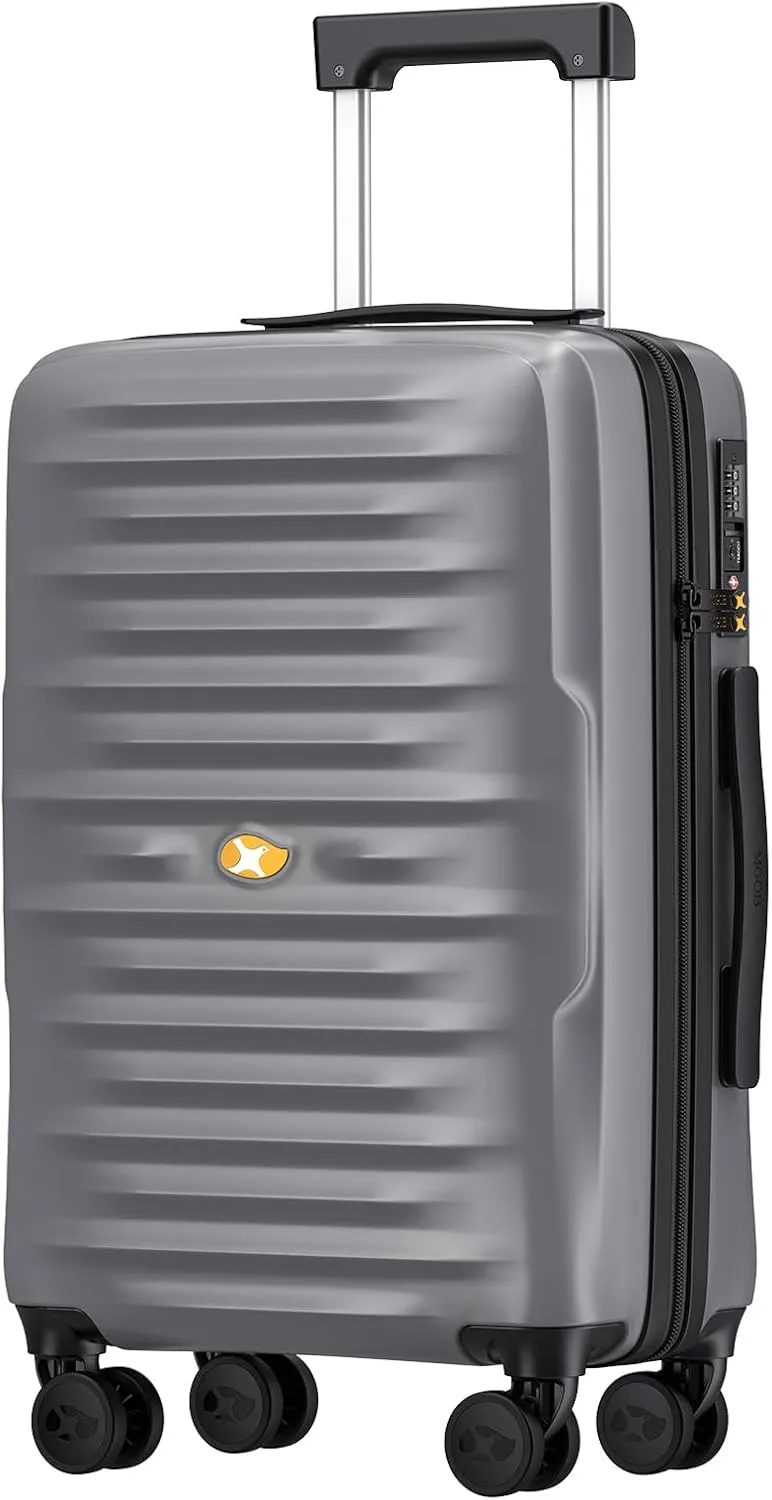 Carry On Luggage 22x14x9 Airline Approved, Hard Suitcases with Spinner Wheels, Polycarbonate Lightweight Luggage, TSA Approved, 20 Inch Carry-On, Silver
