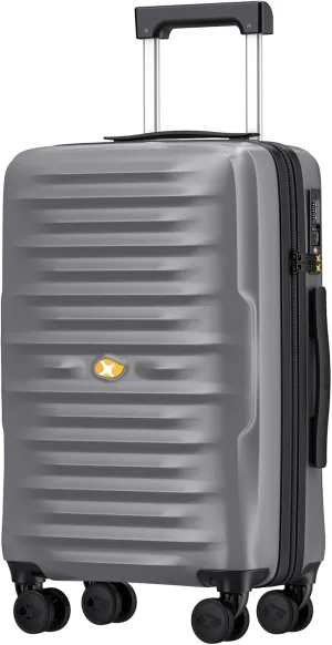 Carry On Luggage 22x14x9 Airline Approved, Hard Suitcases with Spinner Wheels, Polycarbonate Lightweight Luggage, TSA Approved, 20 Inch Carry-On, Silver