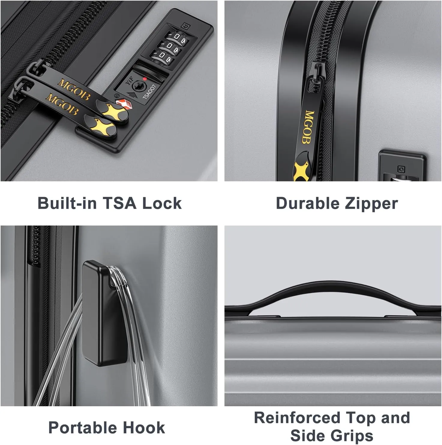 Carry On Luggage 22x14x9 Airline Approved, Hard Suitcases with Spinner Wheels, Polycarbonate Lightweight Luggage, TSA Approved, 20 Inch Carry-On, Silver