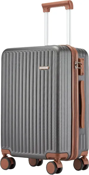 Carry on Luggage Airline Approved, Hardside Carry-on Suitcase with Spinner Wheels, Hard Shell Lightweight Small Travel Luggage with TSA Lock (Grey, 20 IN)