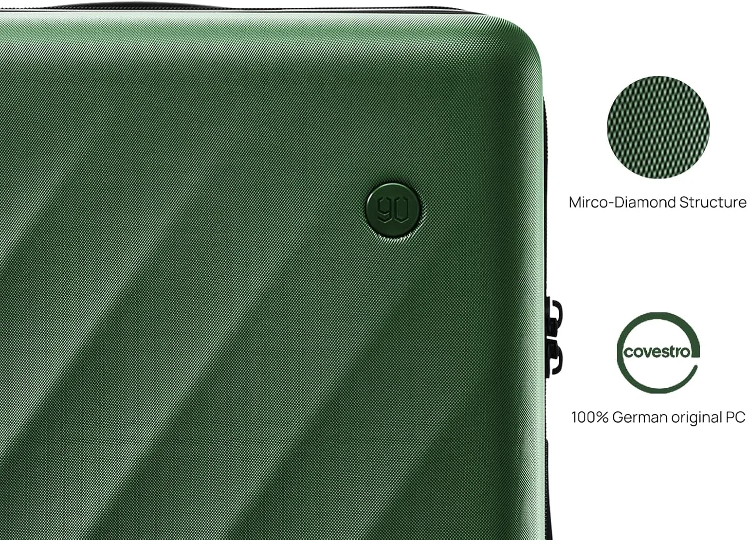 Carry On Suitcase, 20 Inch Carry-On Luggage with Double Spinner Wheels, Anti-Burst Zipper, Hard Case PC Suitcase Carry On, Lightweight Travel Luggage, TSA Approved (Seaweed Green, Hudson)