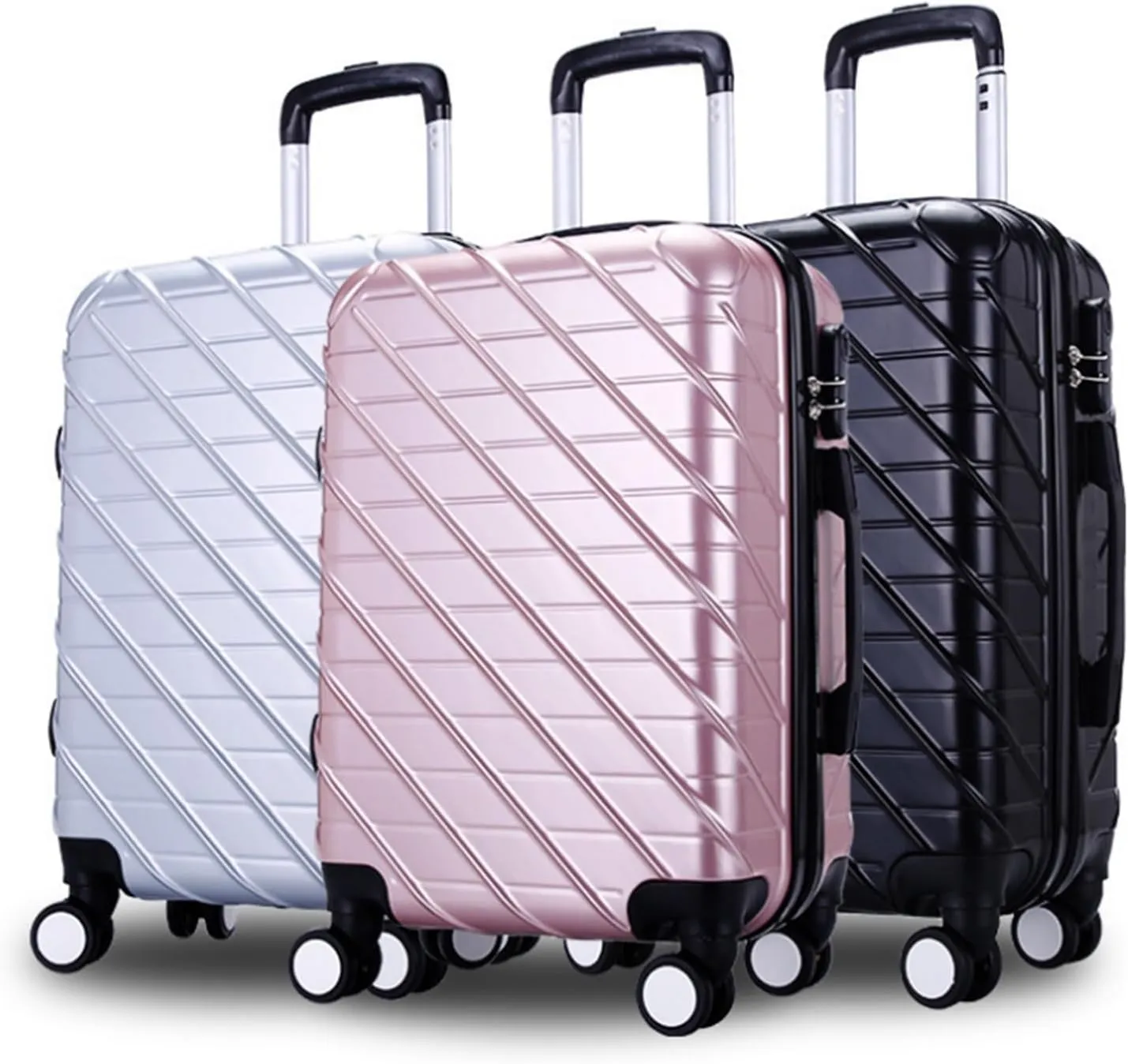 Carry-on Suitcase Luggage Carry On Luggage with Spinner Wheels Luggage Travel Suitcase Hardshell Lightweight Carry-on Suitcases Carry On Luggages,Sliver-24inch (Roze 20inch)