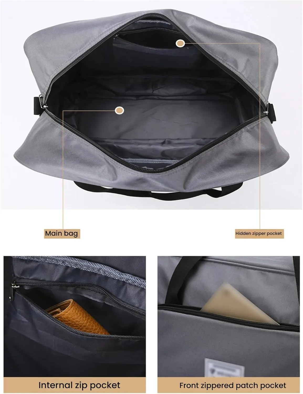 Carry-On with Spinner Wheels Rolling Duffle Bag with Wheels - Expandable & Foldable Travel Bag Water-Resistant Weekender Overnight Bag for Sports & Short Trips(Black)