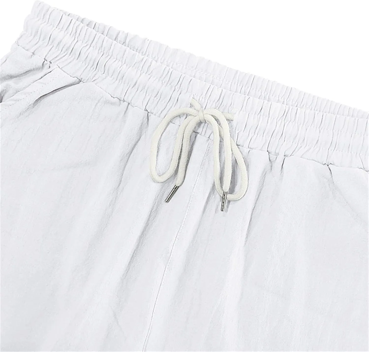 Casual Linen Cargo Pants for Men Summer Elastic Waist Pant with Pockets Relaxed Fit Beach Yoga Travel Lounge Trousers