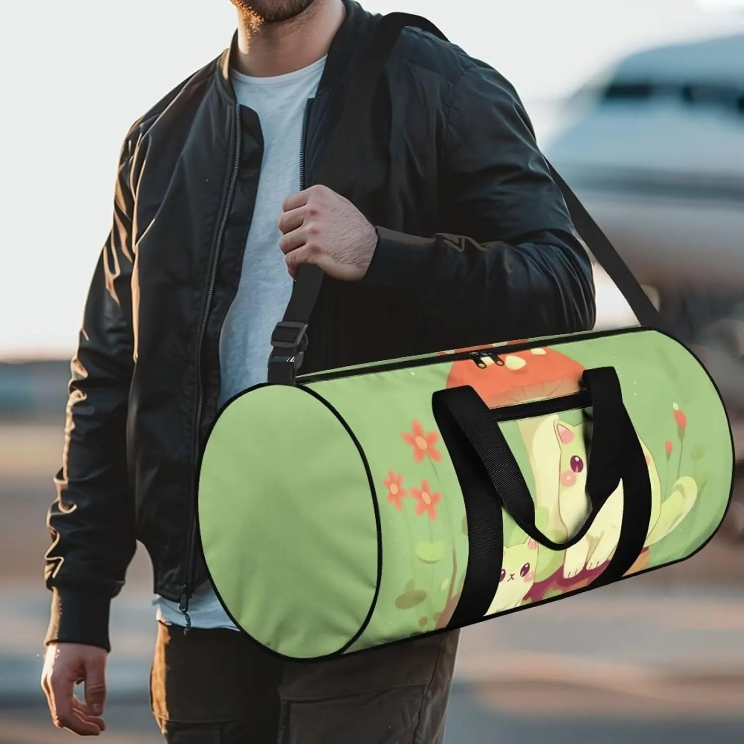 Cat Mushroom Carry-on Garment Bag Large Duffel Bag Suit Travel Bag Weekend Bag Flight Bag