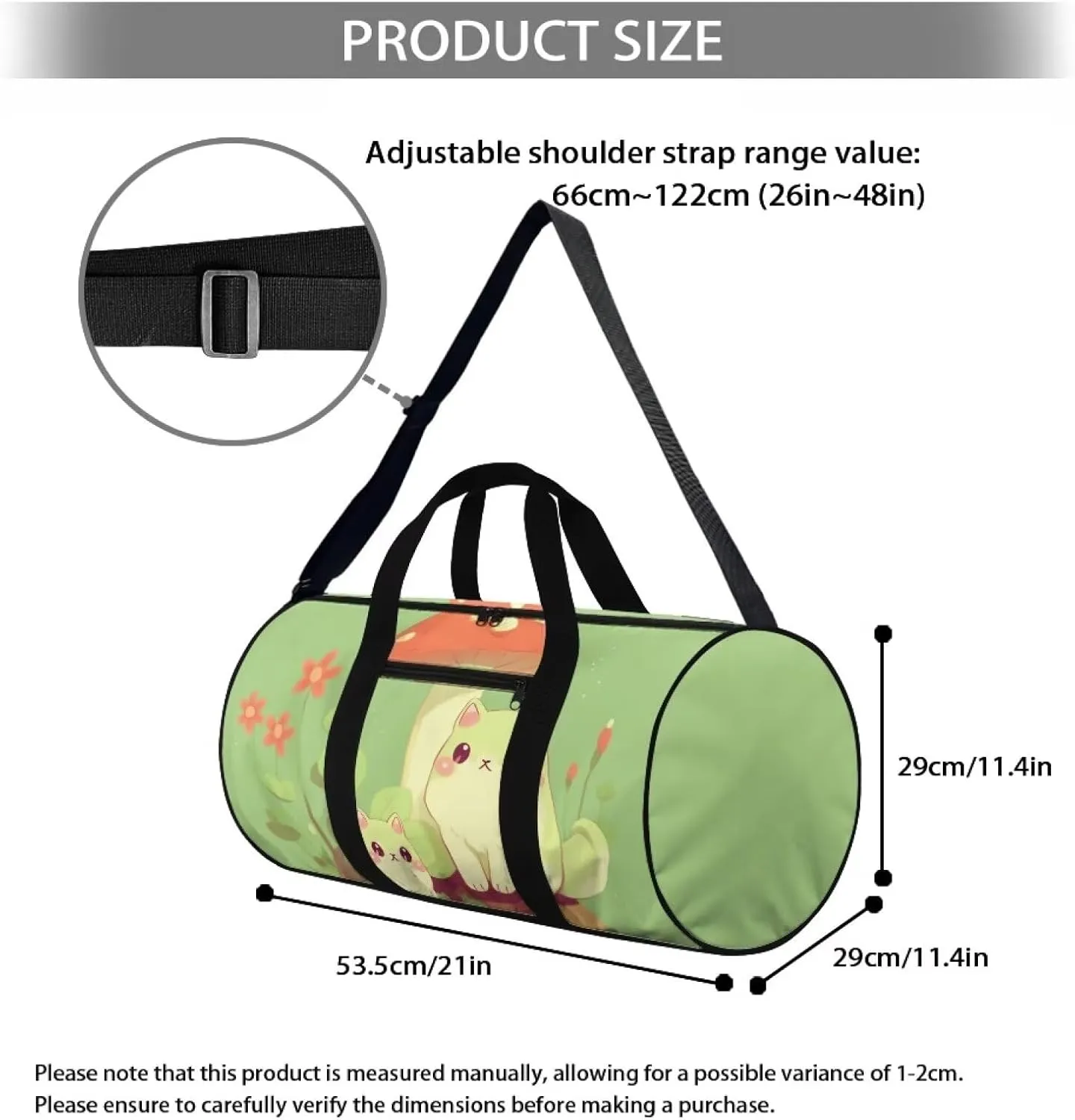 Cat Mushroom Carry-on Garment Bag Large Duffel Bag Suit Travel Bag Weekend Bag Flight Bag