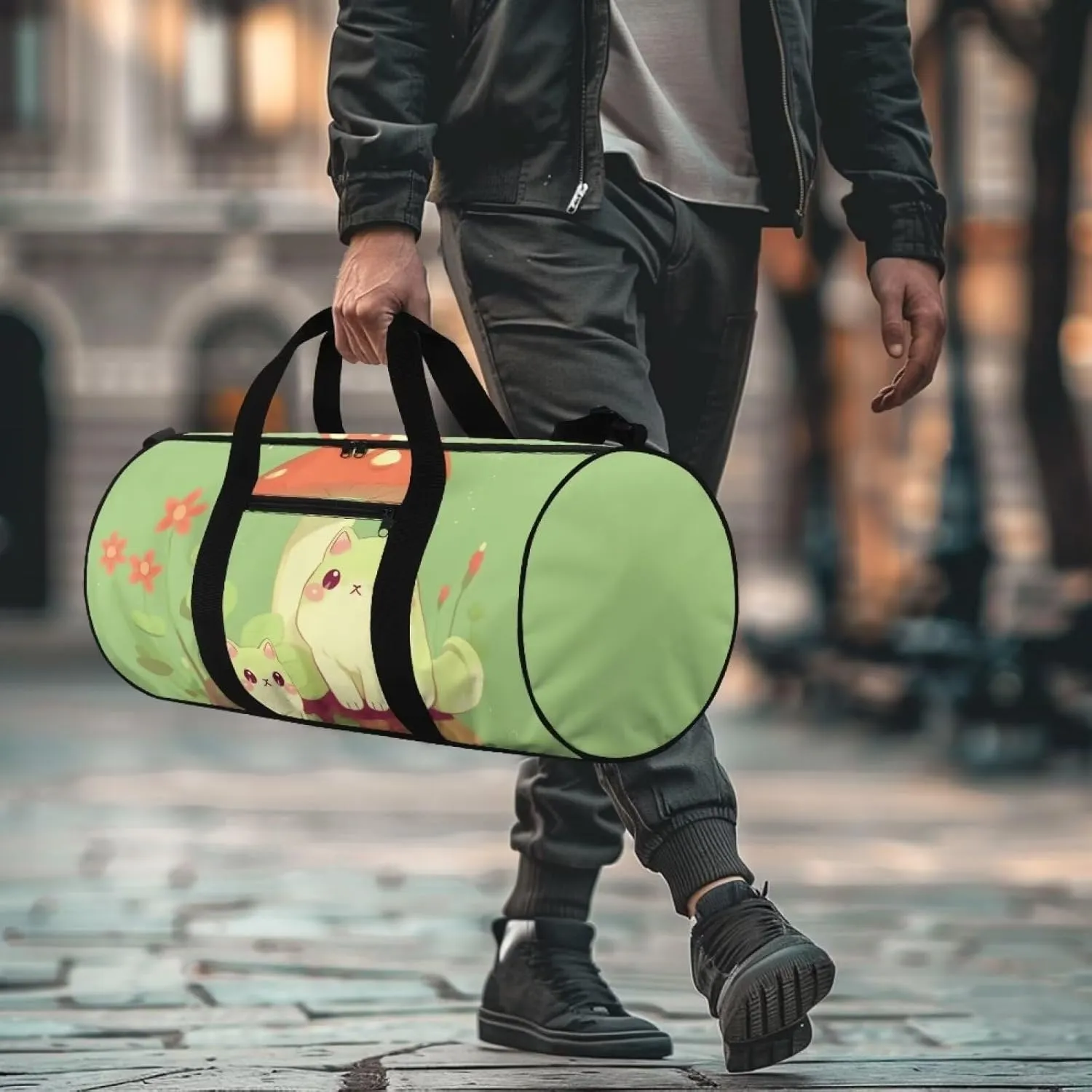 Cat Mushroom Carry-on Garment Bag Large Duffel Bag Suit Travel Bag Weekend Bag Flight Bag