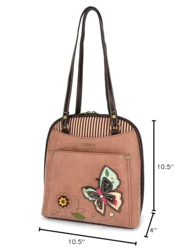CHALA Convertible Backpack Purse - Women Convertible Shoulder Purse with Adjustable Strap - New Butterfly - Dusty Rose