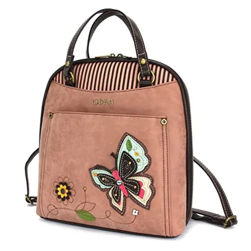 CHALA Convertible Backpack Purse - Women Convertible Shoulder Purse with Adjustable Strap - New Butterfly - Dusty Rose