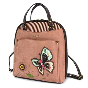 CHALA Convertible Backpack Purse - Women Convertible Shoulder Purse with Adjustable Strap - New Butterfly - Dusty Rose