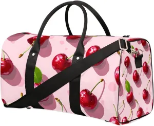 Cherries Theme Foldable Lightweight Duffle Bag for Travel - Waterproof Carry On Bags for Airplanes, Travel Duffel Bags for Gym, Weekend