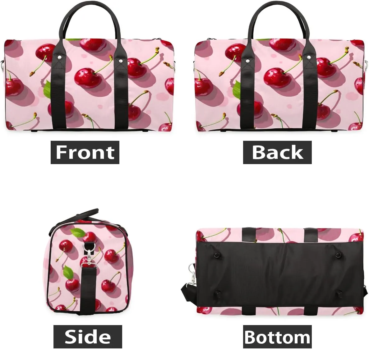 Cherries Theme Foldable Lightweight Duffle Bag for Travel - Waterproof Carry On Bags for Airplanes, Travel Duffel Bags for Gym, Weekend