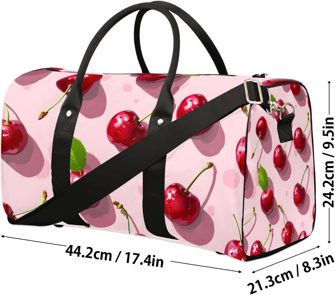 Cherries Theme Foldable Lightweight Duffle Bag for Travel - Waterproof Carry On Bags for Airplanes, Travel Duffel Bags for Gym, Weekend