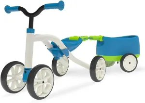 Chillafish Quadie Trailie: Stable 4-wheeler Ride-On with Trailer for Kids Ages 1-3 years, 3 Seat Positions, “Grow-with-Me” Ride-On with Cookie Storage in the Seat and Silent Non-Marking Wheels, Blue