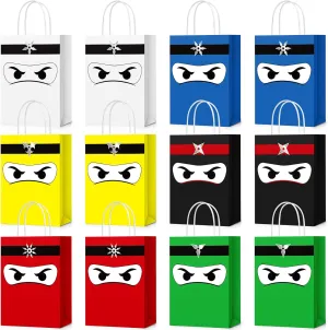 Chivertion 36 Pcs Ninja Gift Bags with Handles Ninja Birthday Party Decorations Party Favor Gift Supplies Candy Treat Goody Bags for Kids