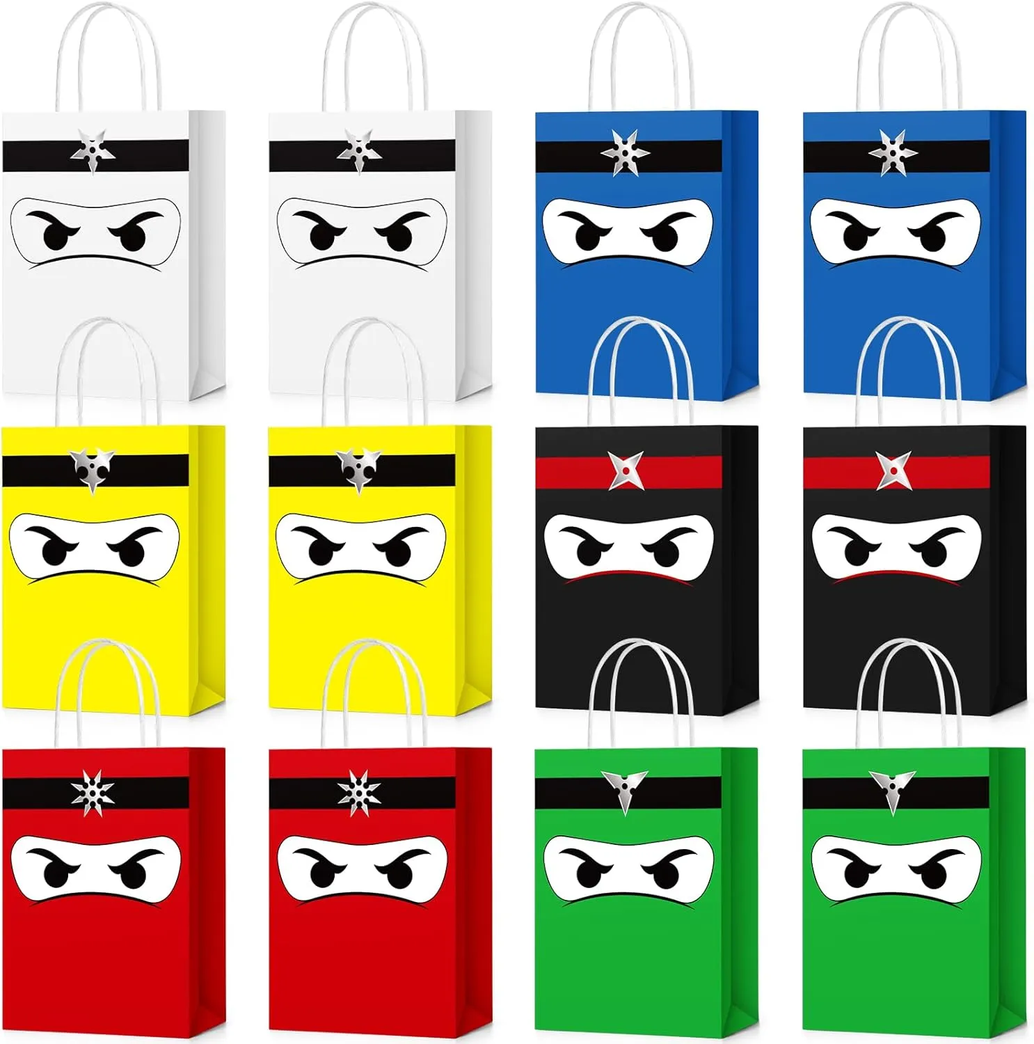 Chivertion 36 Pcs Ninja Gift Bags with Handles Ninja Birthday Party Decorations Party Favor Gift Supplies Candy Treat Goody Bags for Kids